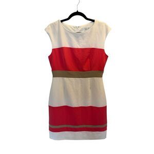 Studio One New York pink white beige color block shift sheath dress size 10
